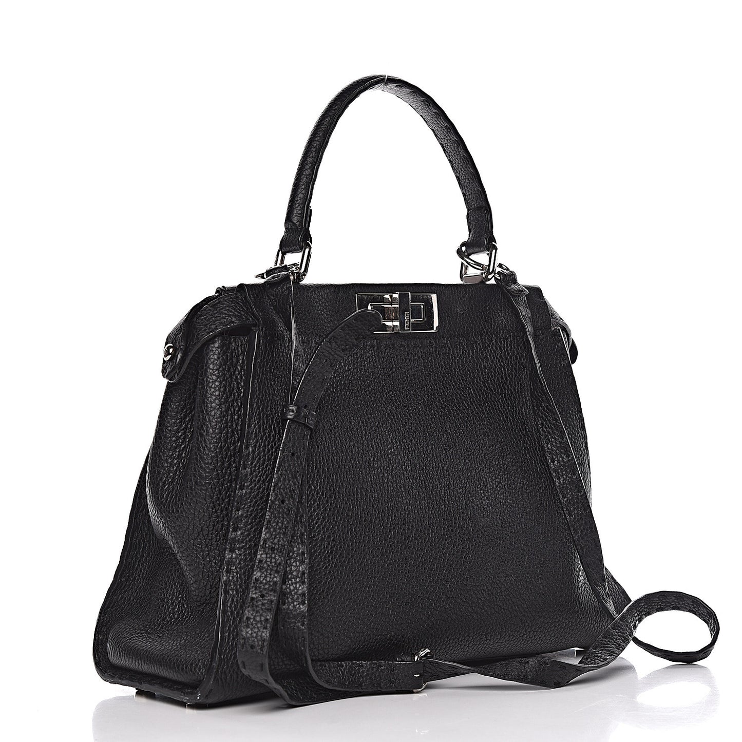 Cuoio Romano Selleria Bi-Color Medium Peekaboo Iconic Satchel Black Mou