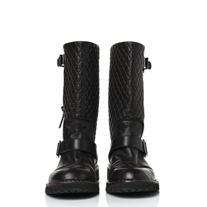Chanel Calfskin Quilted Biker Boots 39 Brown 2 of 9