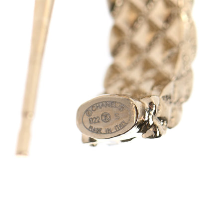 Chanel Metal Crystal Quilted CC Hoop Earrings Gold 4 of 5