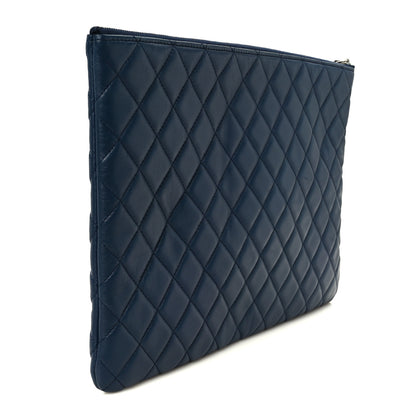 Chanel Lambskin Quilted Large Cosmetic Case Navy 3 of 8