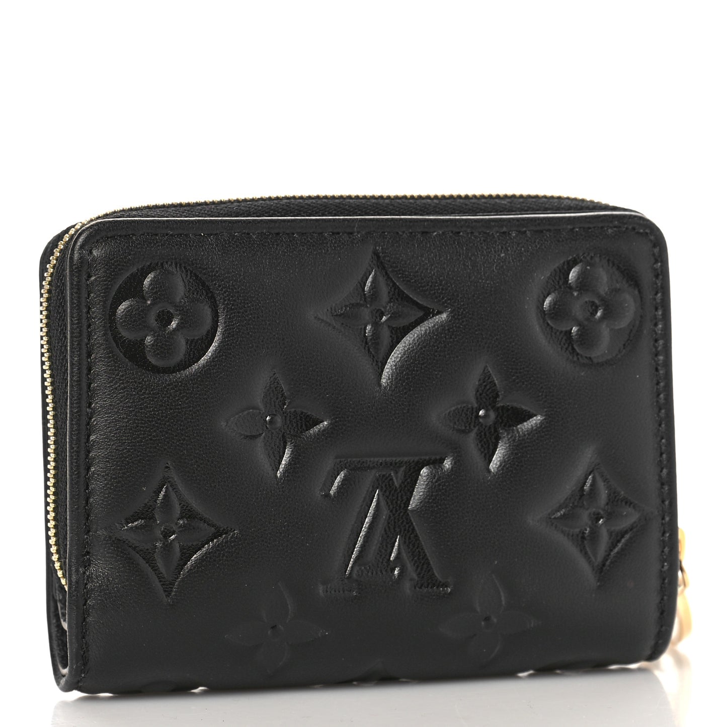 Lambskin Embossed Monogram Lou Coussin Wallet Black