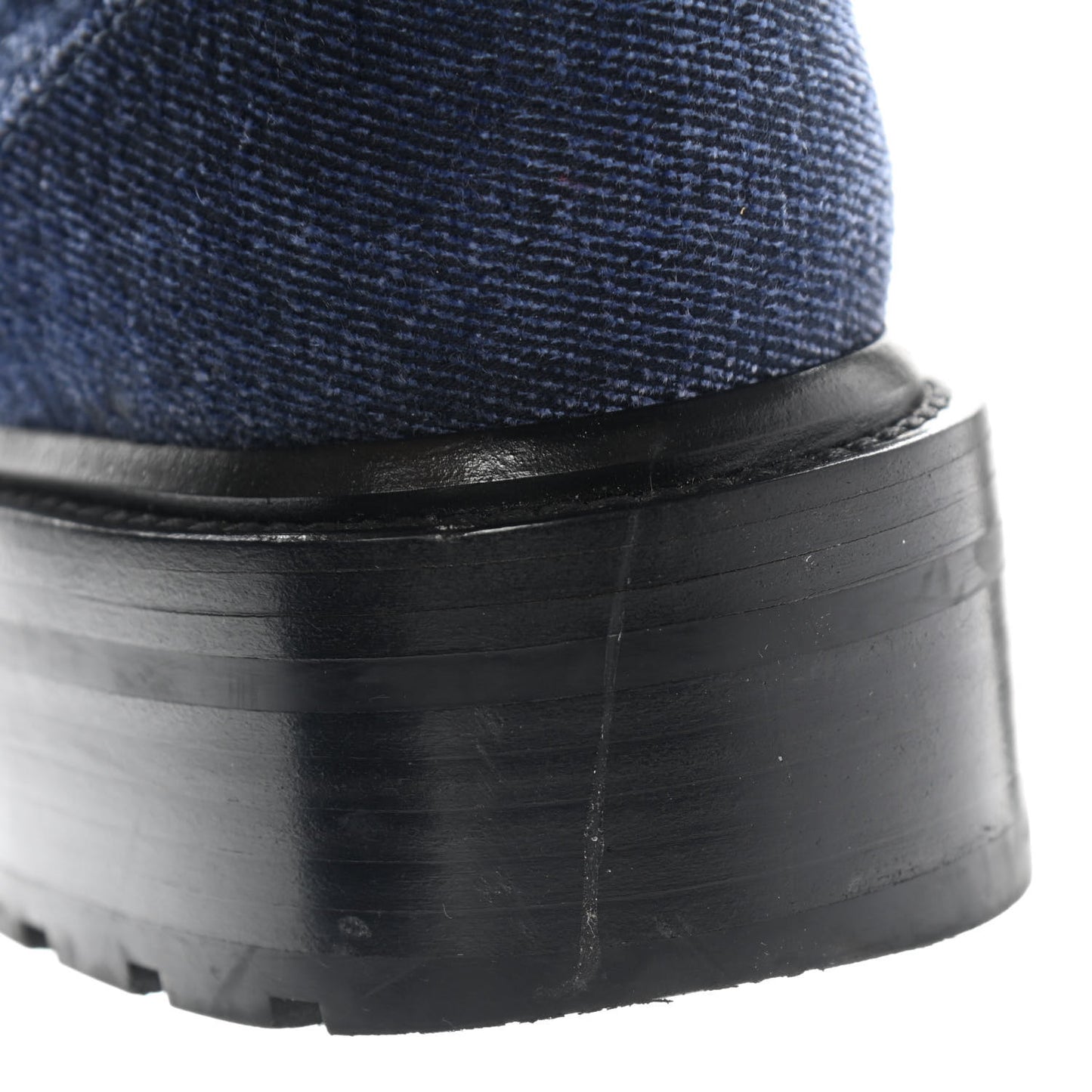 Shiny Calfskin Velvet Quilted Lace Up Combat Boots 39 Blue Black