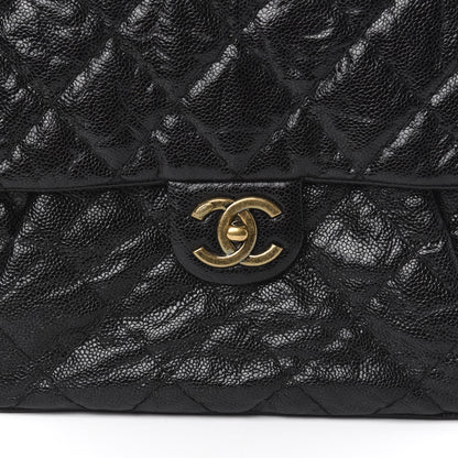Chanel Crumpled Grained Calfskin Medium Coco Pleats Messenger Flap Black 10 of 11