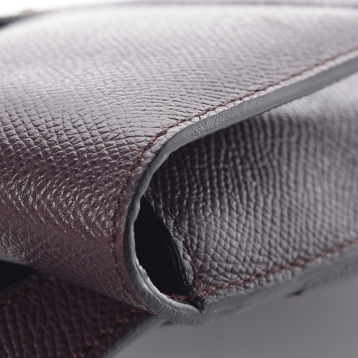 London Grainy Calfskin Collins Flat Crossbody Bag Deep Claret