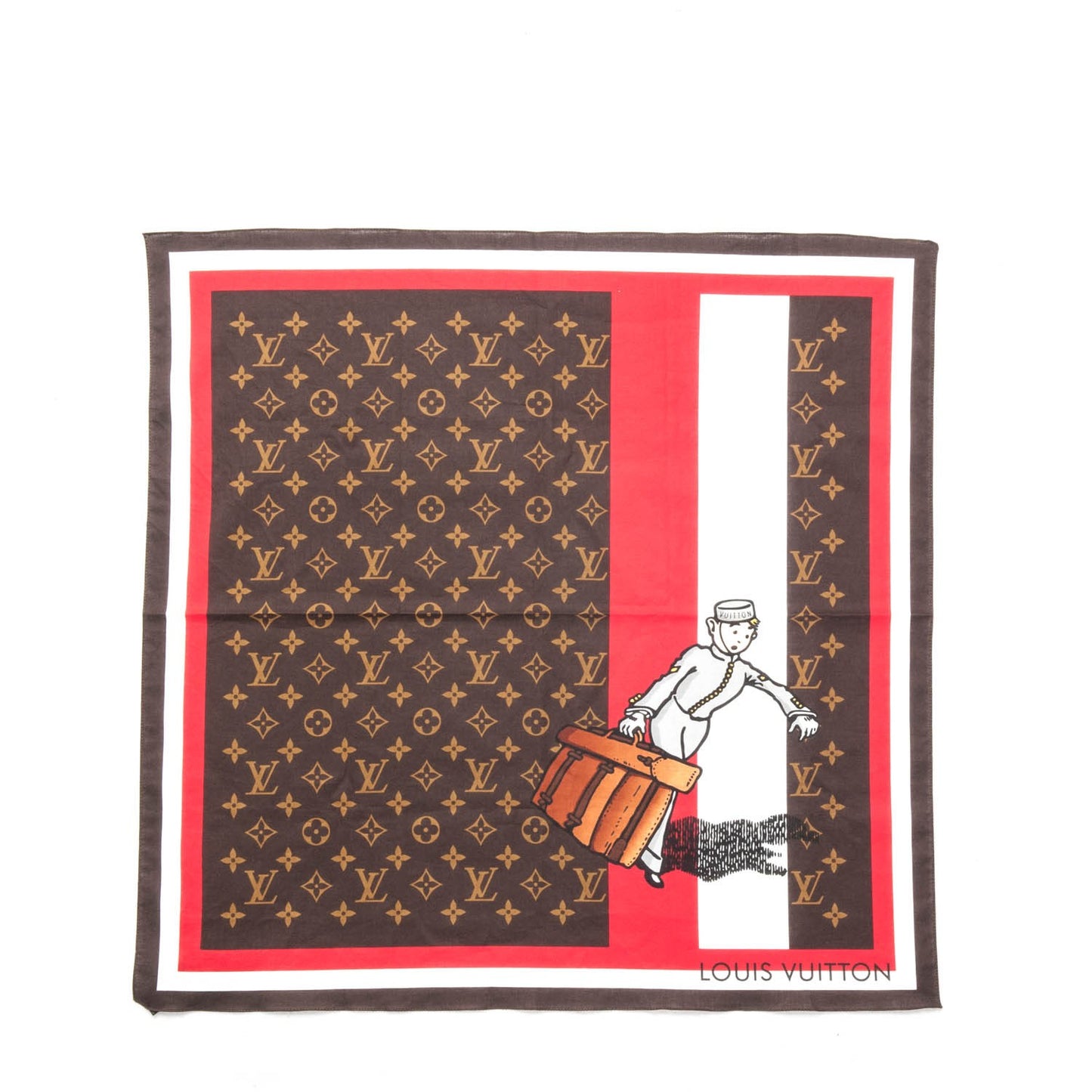 Cotton Monogram Groom Bandana Scarf Red
