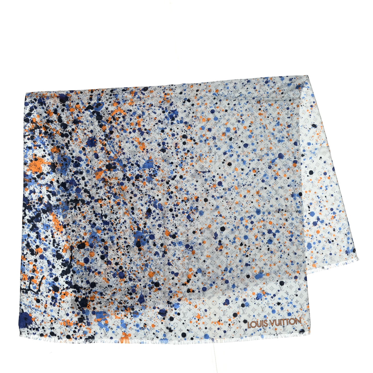 Silk Monogram Paint Splash Square Scarf Multicolor