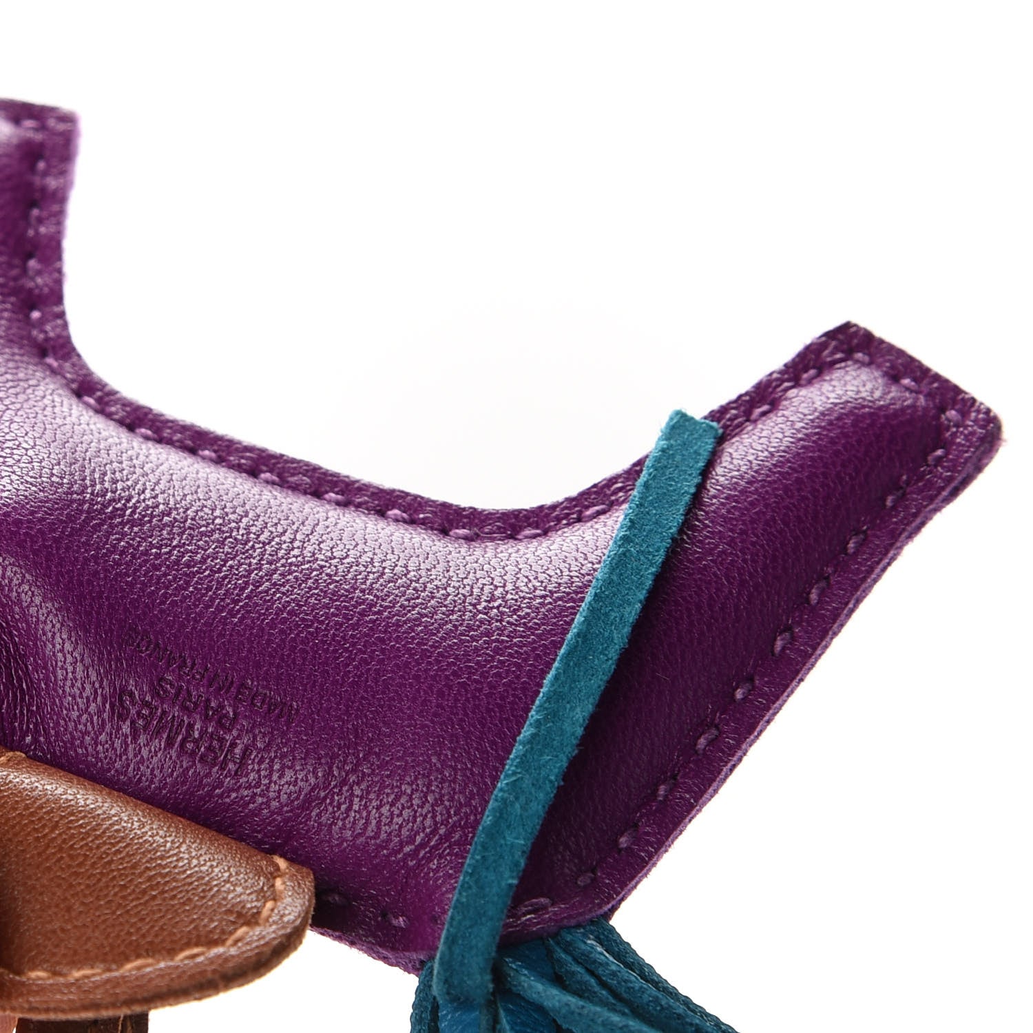 Hermes Milo Lambskin Grigri Rodeo Horse Bag Charm PM Anemone Bleu Izmir Fauve 3 of 3