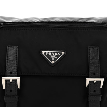 Prada Re-Nylon Vela Saffiano Pocket Double Buckle Messenger Shoulder Bag Black 9 of 13