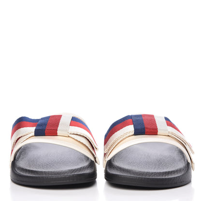 Gucci Satin Web Sylvie Bow Slide Sandals 37 White 3 of 9