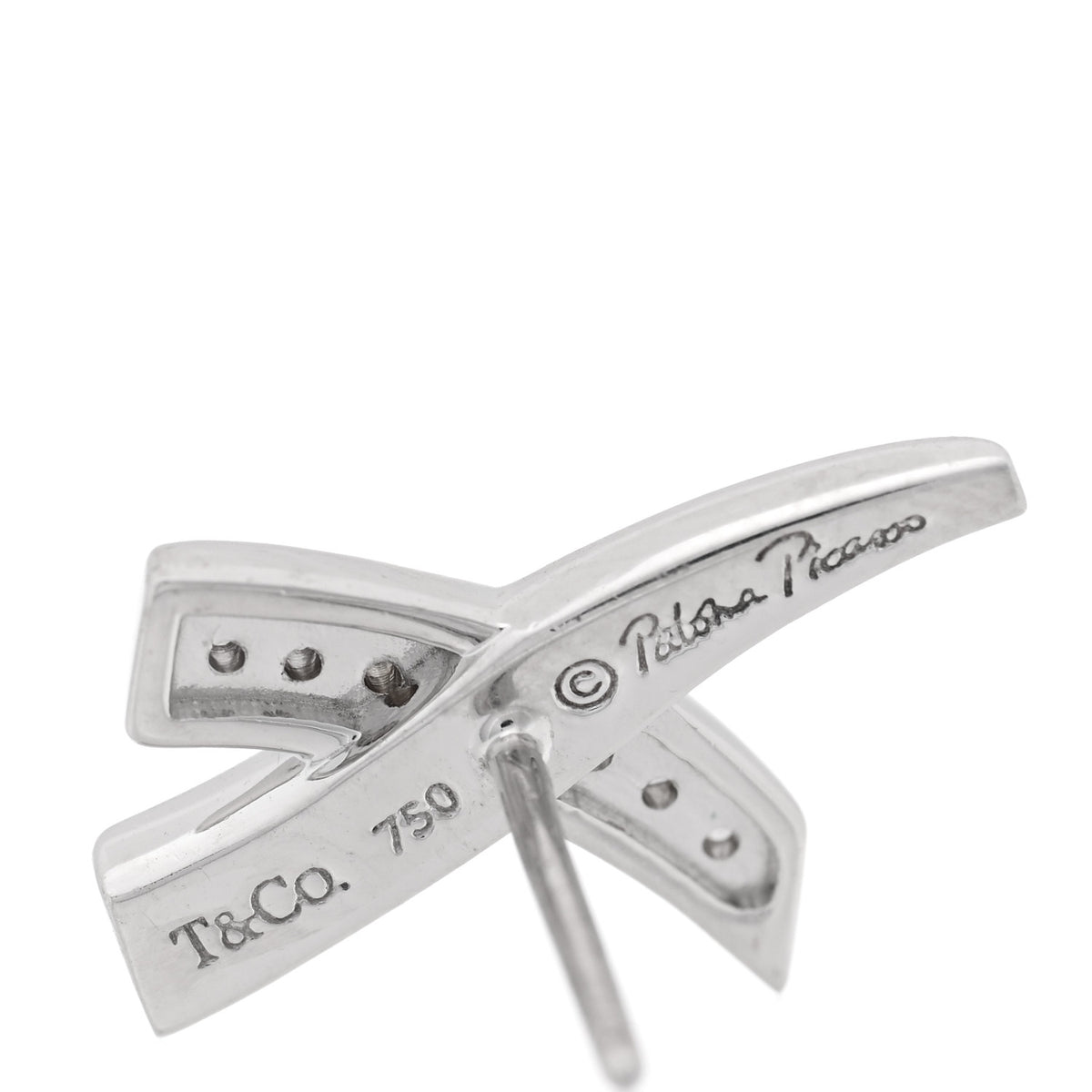 Tiffany 18K White Gold Diamond Paloma Picasso X Graffiti Earrings 4 of 4