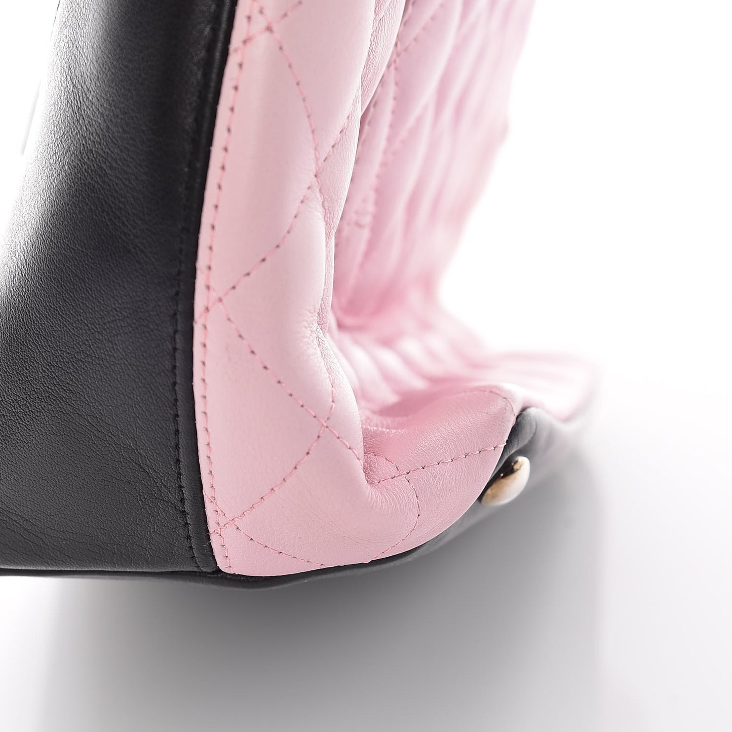 Calfskin Quilted Medium Cambon Tote Pink Black