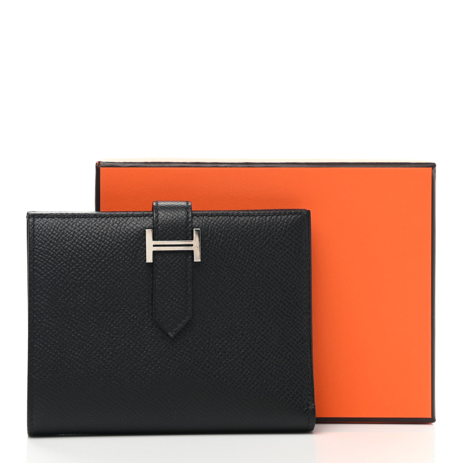 Hermes Epsom Bearn Compact Wallet Black 8 of 8