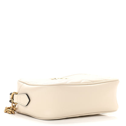 Gucci Calfskin Matelasse Mini GG Marmont Chain Shoulder Bag White 4 of 11