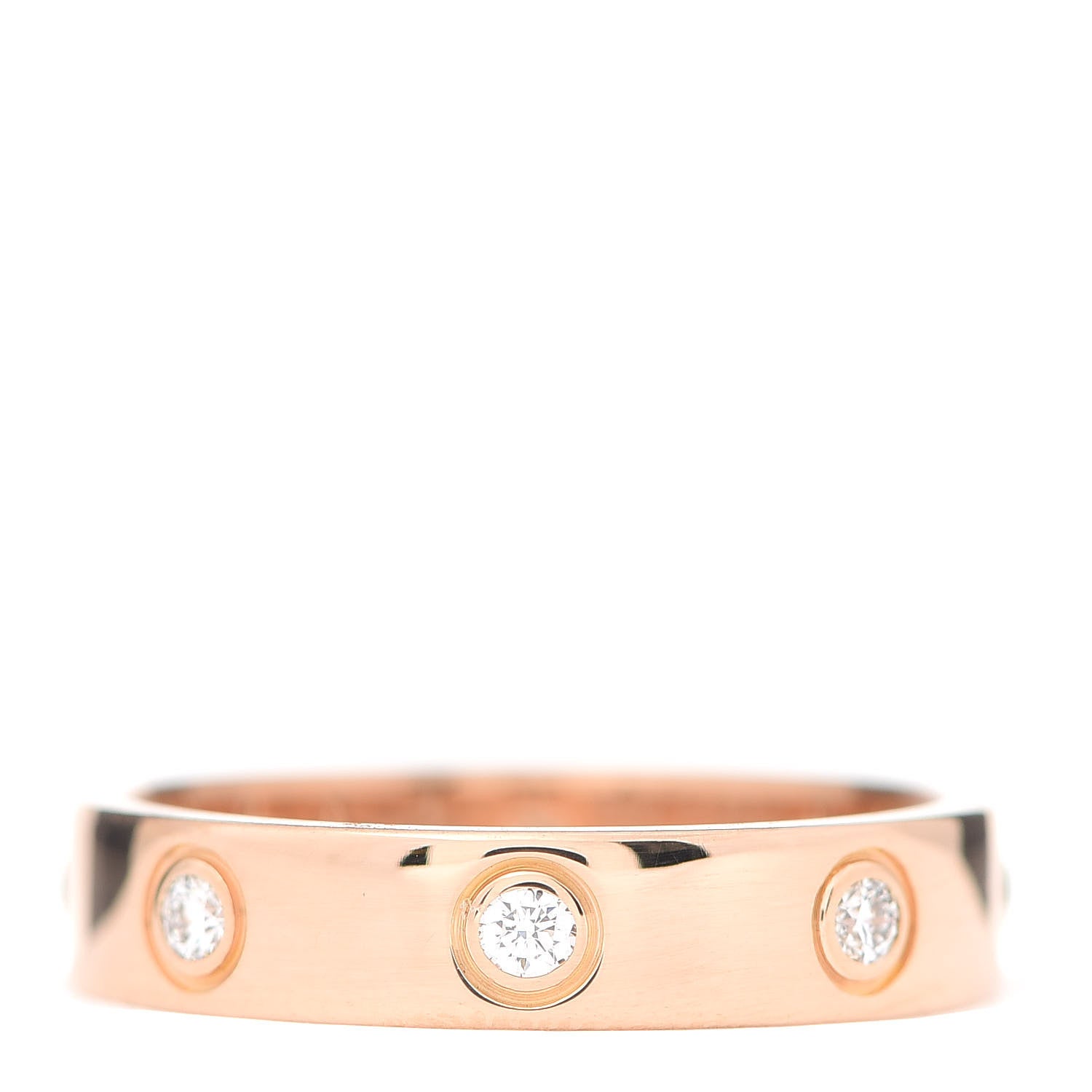 Cartier 18K Pink Gold 8 Diamond 4mm LOVE Wedding Band Ring 50 5.25 1 of 5