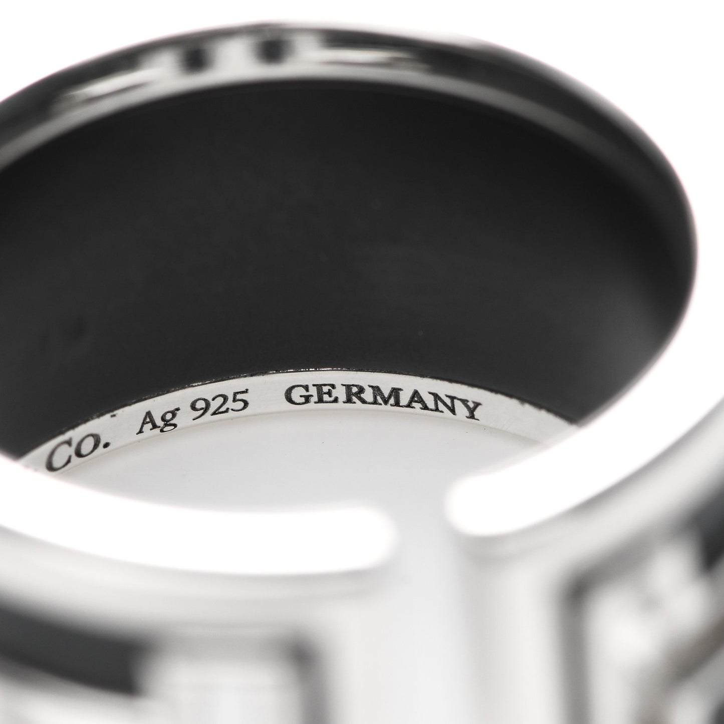 Sterling Silver Black Ceramic T Cutout Ring 52 6