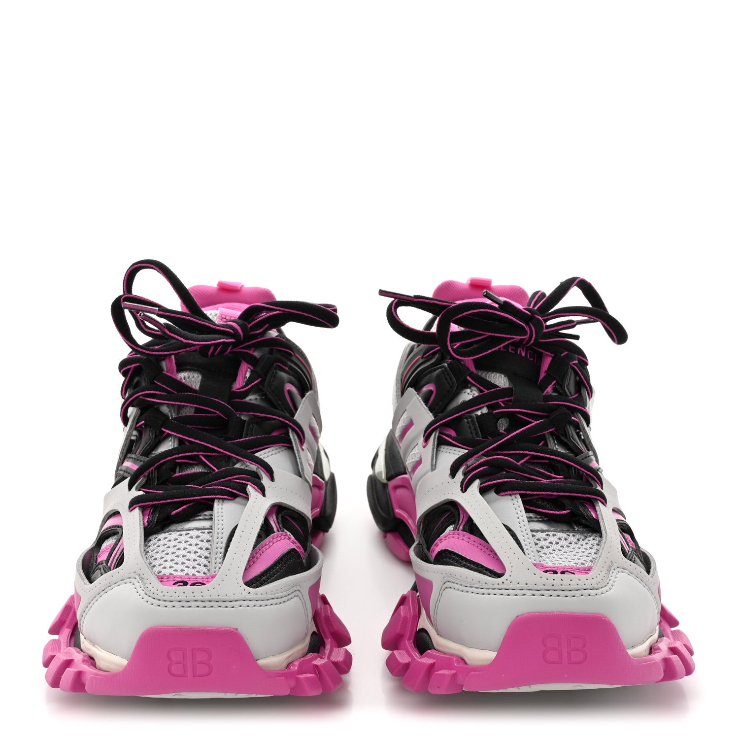 Balenciaga Mesh Nubuck Effect Fabric LED Womens Track Sneakers 36 Grey Pink Black 2 of 10