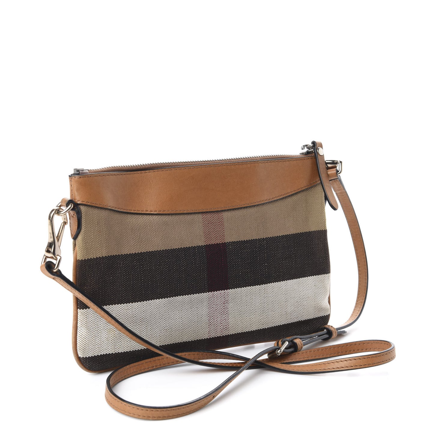 Mega Check Peyton Crossbody Clutch Bag Saddle Brown