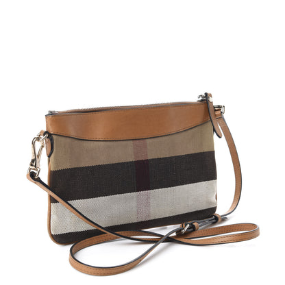 Burberry Mega Check Peyton Crossbody Clutch Bag Saddle Brown 3 of 11