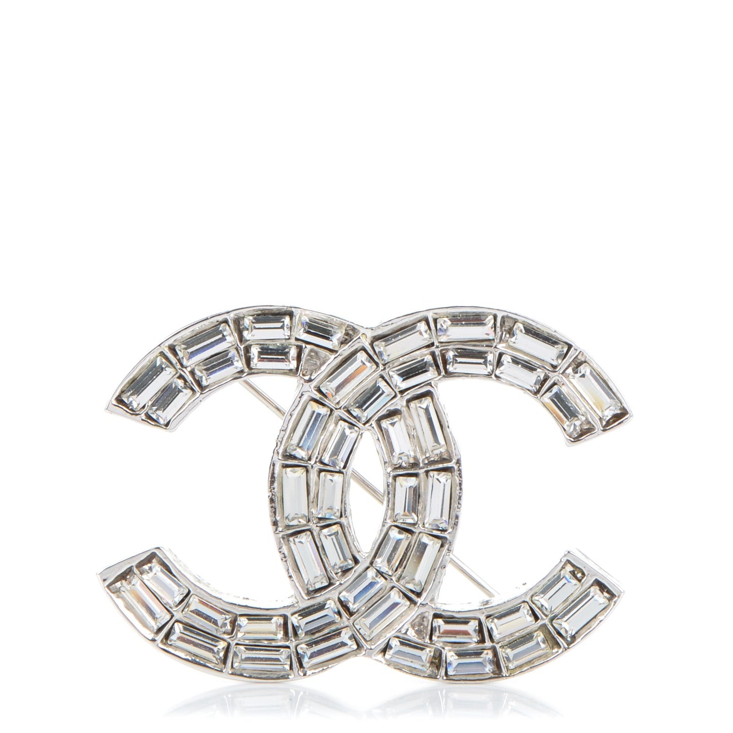 Baguette Crystal CC Brooch Silver