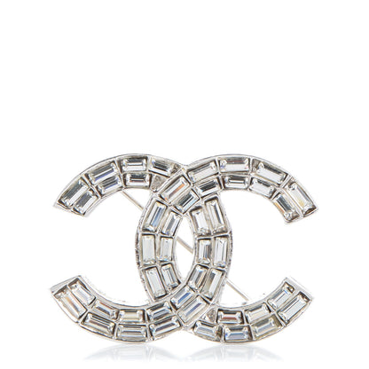 Chanel Baguette Crystal CC Brooch Silver 1 of 4