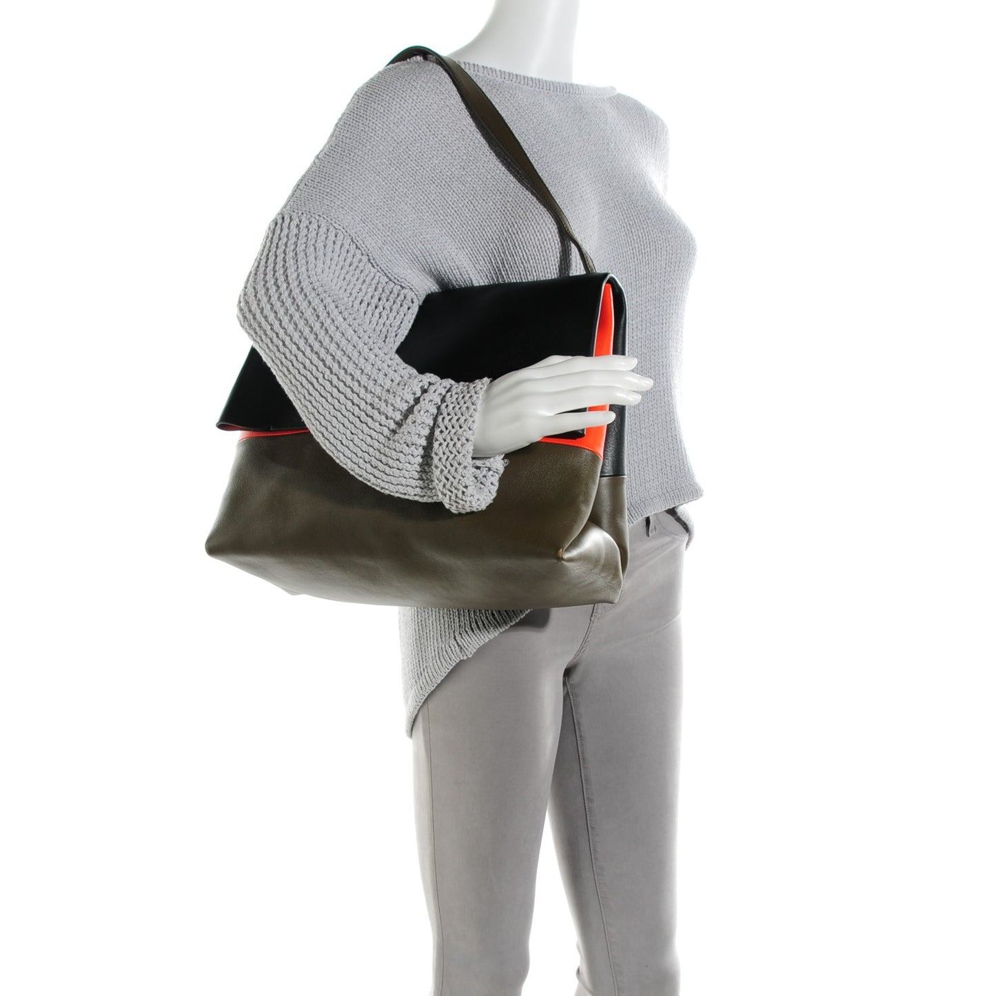 Smooth Calfskin Tri-Color All Soft Shoulder Bag Black