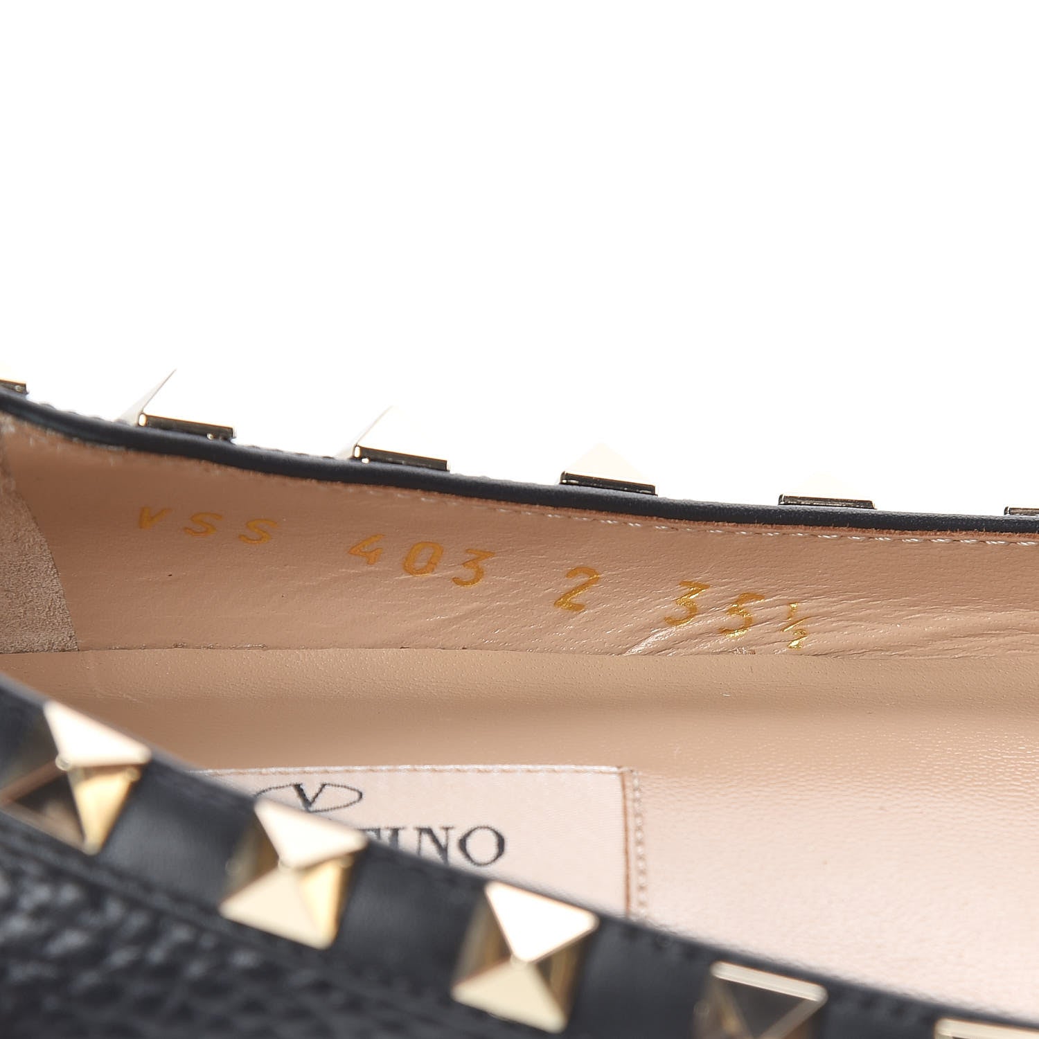 Valentino Garavani Pebbled Calfskin Rockstud Ballerina Flats 35.5 Black 10 of 18