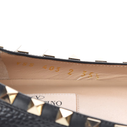 Valentino Garavani Pebbled Calfskin Rockstud Ballerina Flats 35.5 Black 10 of 18