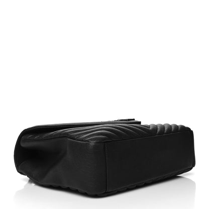 Saint Laurent Sheepskin Matelasse Chevron Monogram Large College Satchel Black 4 of 8