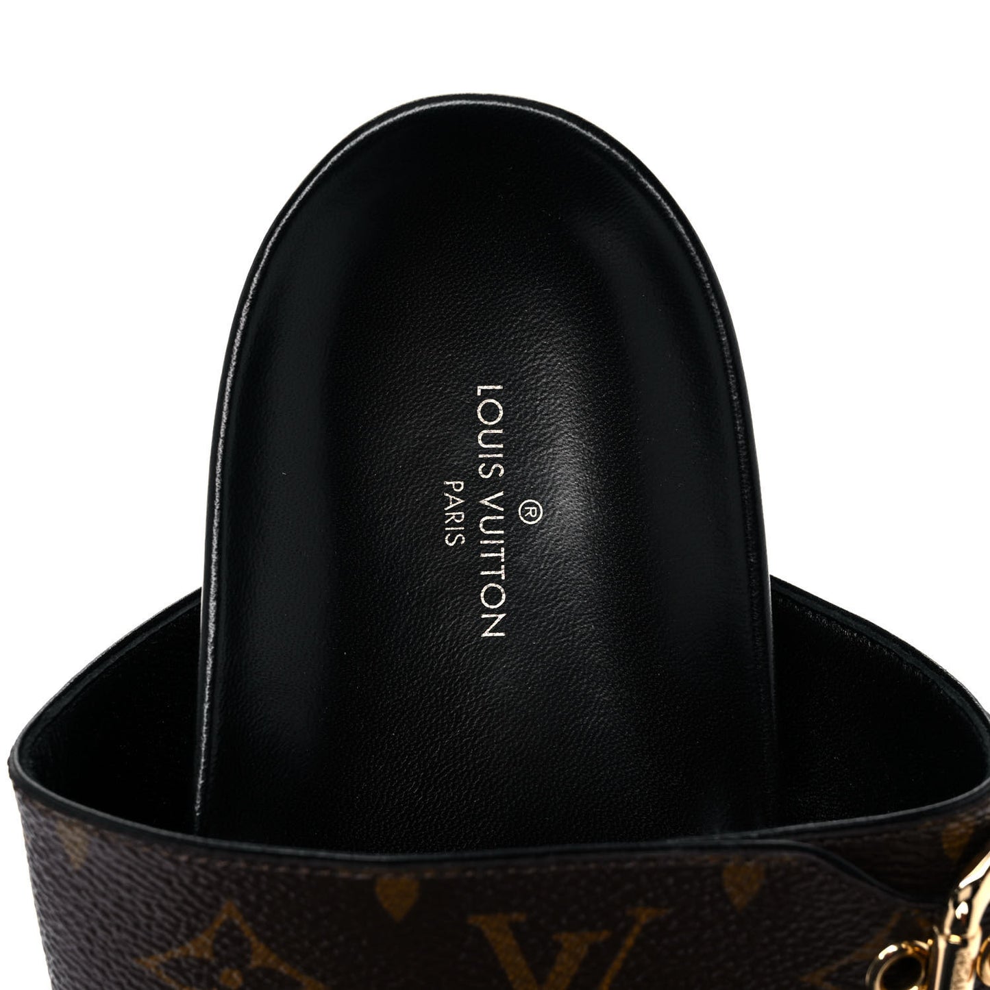 Patent Monogram Bom Dia Flat Mule Sandals 41 Black