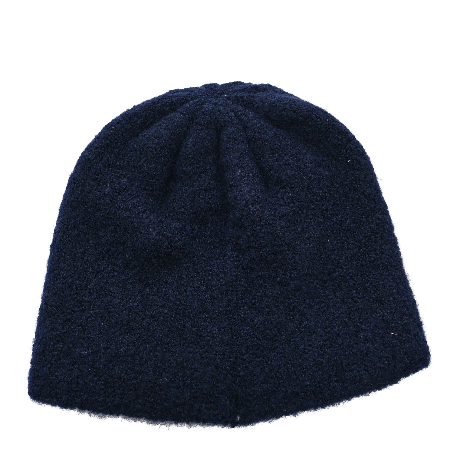 Chanel Wool Cashmere CC Beanie Hat Navy Blue Black White 2 of 4