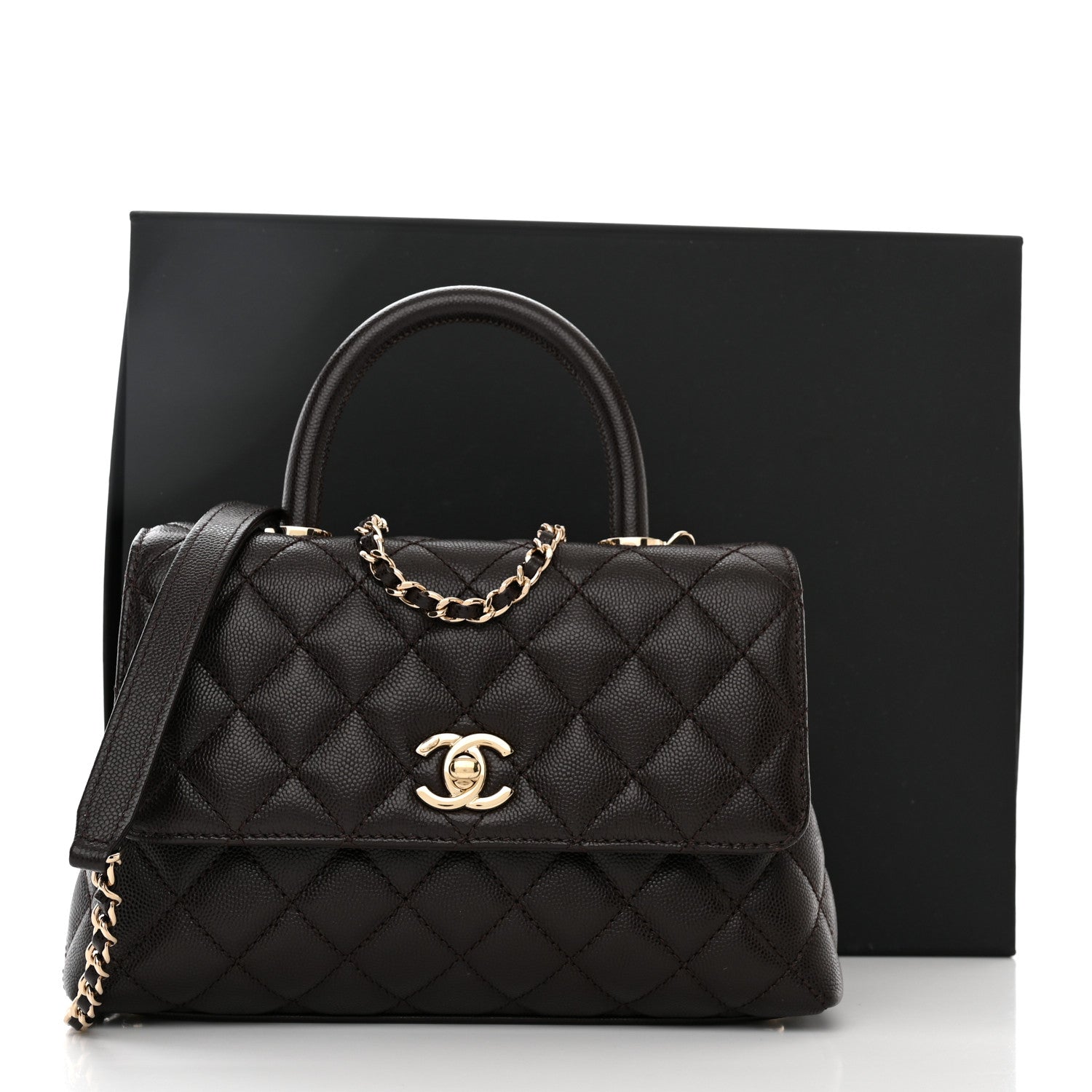 Chanel Caviar Quilted Mini Coco Handle Flap Dark Brown 11 of 11
