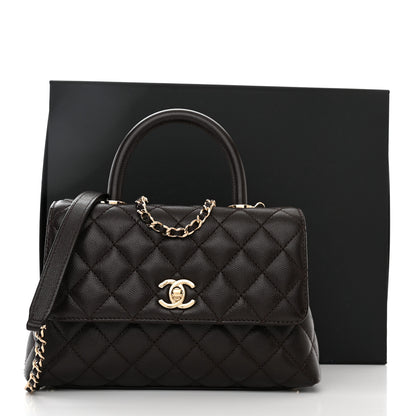 Chanel Caviar Quilted Mini Coco Handle Flap Dark Brown 11 of 11