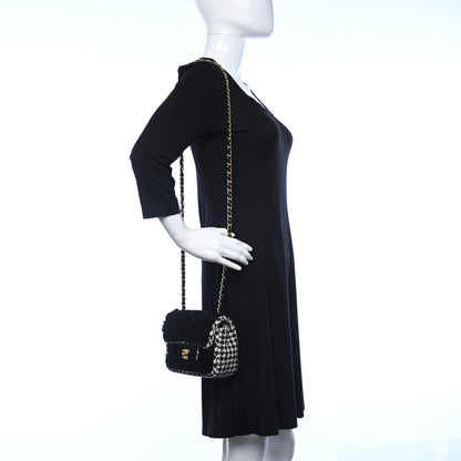 Chanel Shearling Tweed Quilted Mini Square Flap Bag Black White 2 of 9