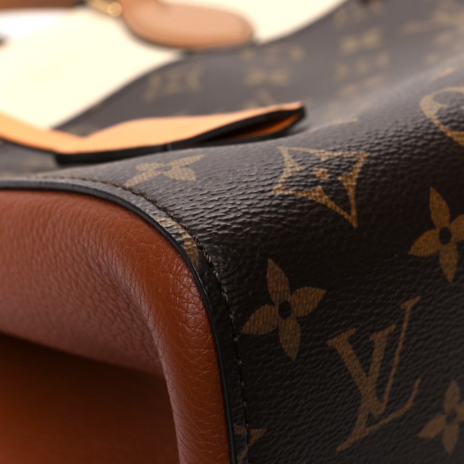 Louis Vuitton Calfskin Monogram Fold Tote MM Camel Sunbeam Cream 8 of 11