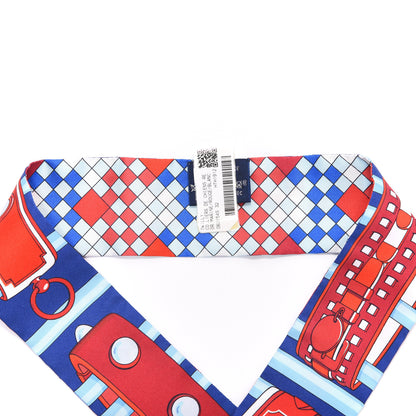 Hermes Silk Colliers de Chiens Remix Twilly Marine Rouge White 2 of 3
