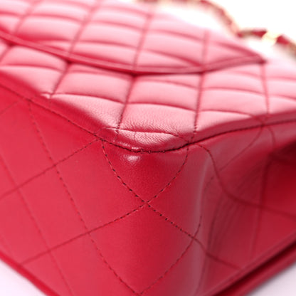 Chanel Lambskin Quilted Medium Double Flap Dark Pink 10 of 17