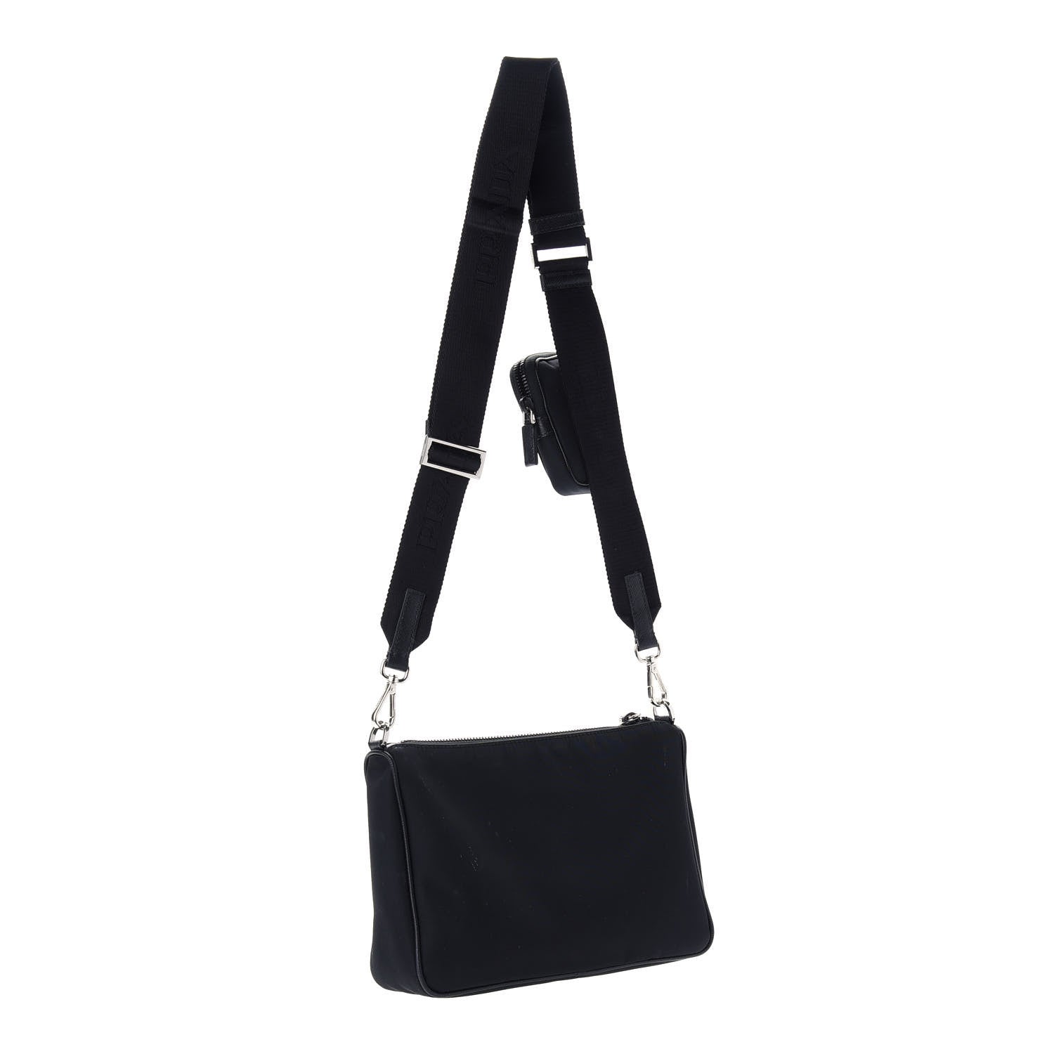 Prada Re-Nylon Saffiano Pocket Zippered Shoulder Bag Black 2 of 11