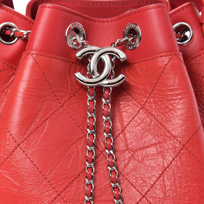 Chanel Aged Calfskin Quilted Medium CC Chain Bucket Drawstring Bag 10 of 10