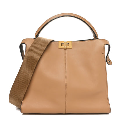Fendi Vitello Seta Nabuck Pequin Medium Peekaboo X-Lite Cuoio Tabacco Moro 1 of 9