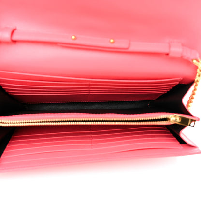 Saint Laurent Grain De Poudre Matelasse Chevron Monogram Chain Wallet Rose Clair 5 of 14