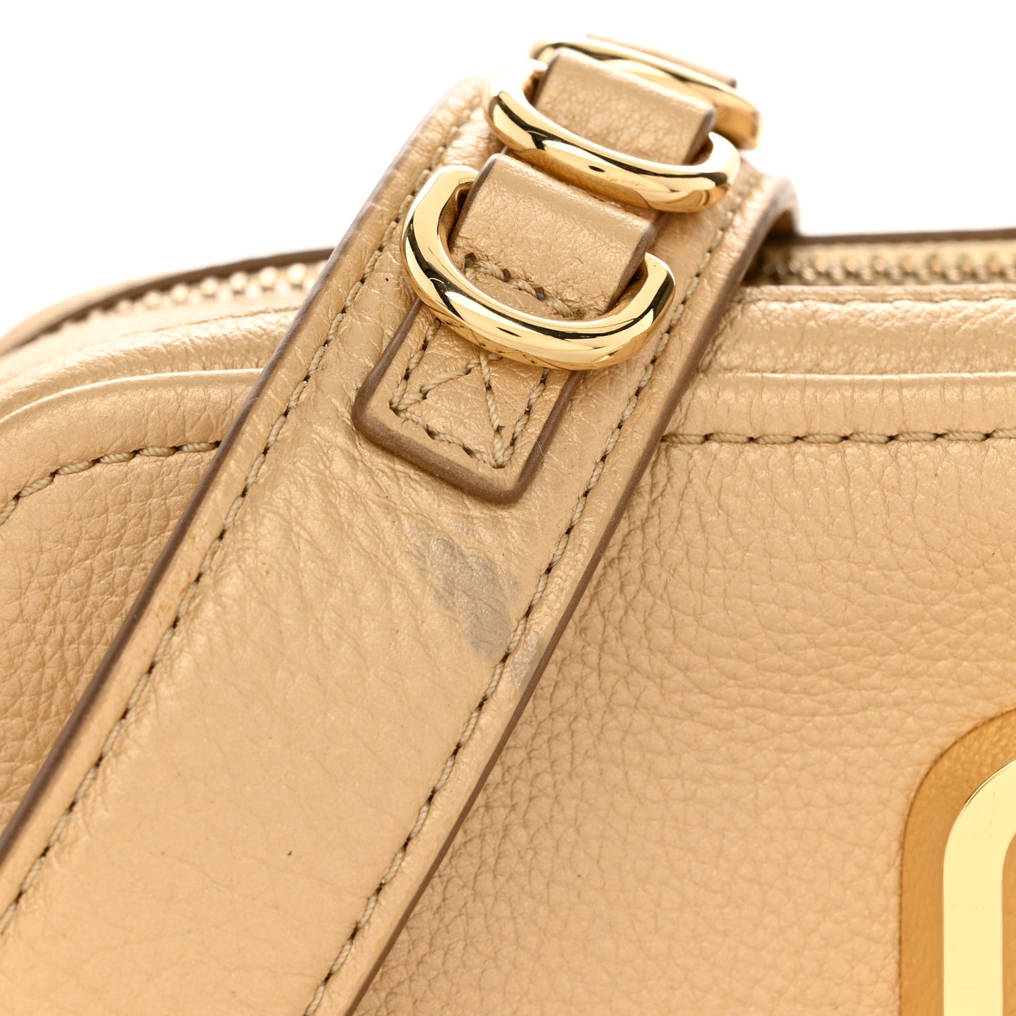 Pearlized Supple Natural Grain Calfskin The Softshot 21 Bag Gold