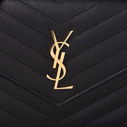 Saint Laurent Grain De Poudre Matelasse Chevron Monogram Envelope Chain Wallet Black 9 of 11