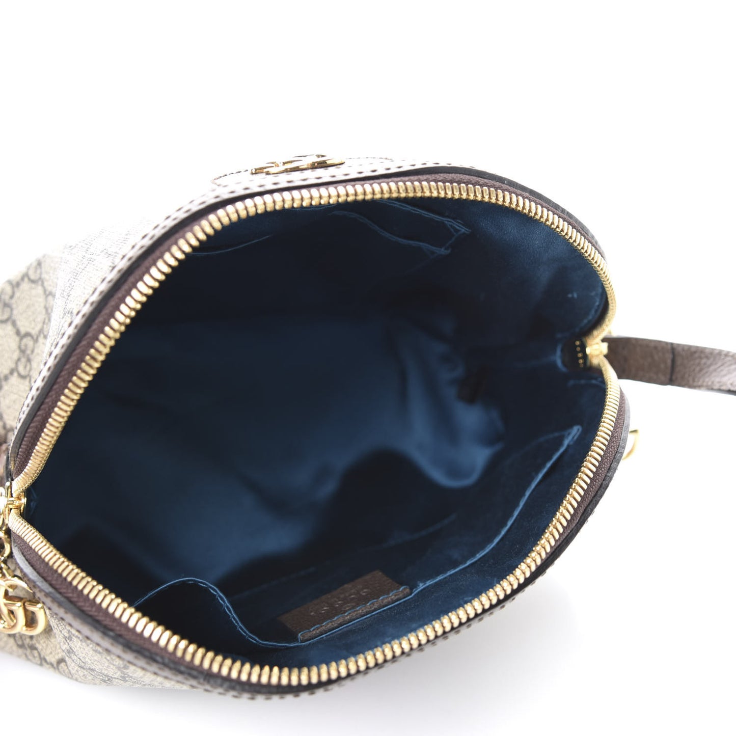 GG Supreme Monogram Textured Dollar Calfskin Web Small Ophidia Dome Shoulder Bag Beige Ebony New Acero