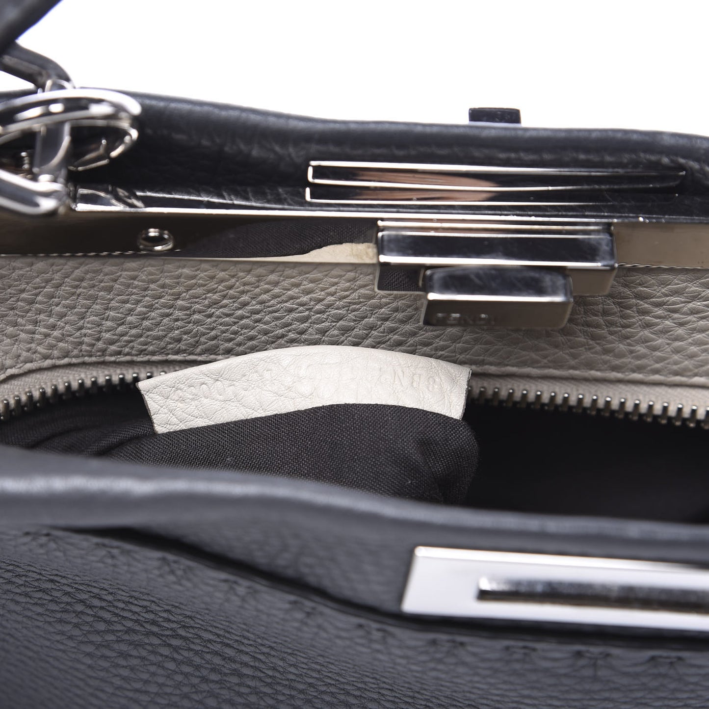 Cuoio Romano Selleria Bi-Color Medium Peekaboo Iconic Satchel Asfalto Latte