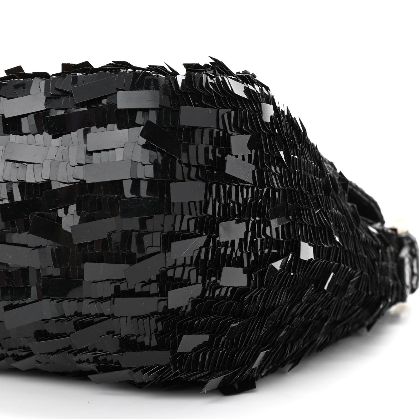 Sequin Paillettes Snakeskin Baguette Black