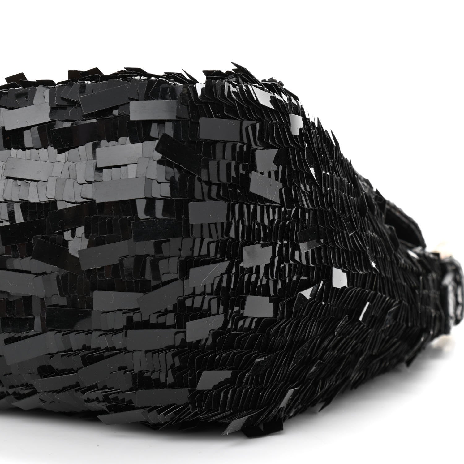 Fendi Sequin Paillettes Snakeskin Baguette Black 9 of 11