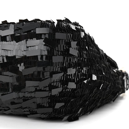 Fendi Sequin Paillettes Snakeskin Baguette Black 9 of 11