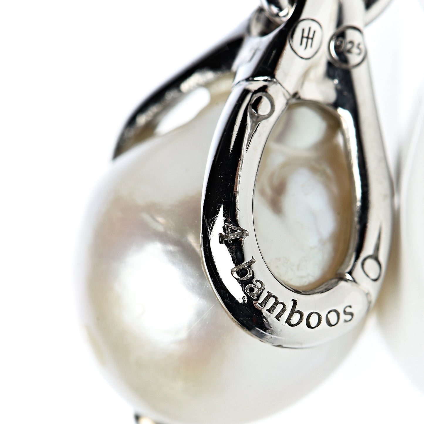 Sterling Silver Pearl Bamboo Drop Lariat Necklace