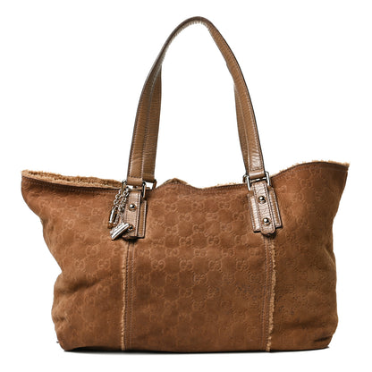 Gucci Suede Shearling Guccissima Large Jolicoeur Tote Tan 1 of 17