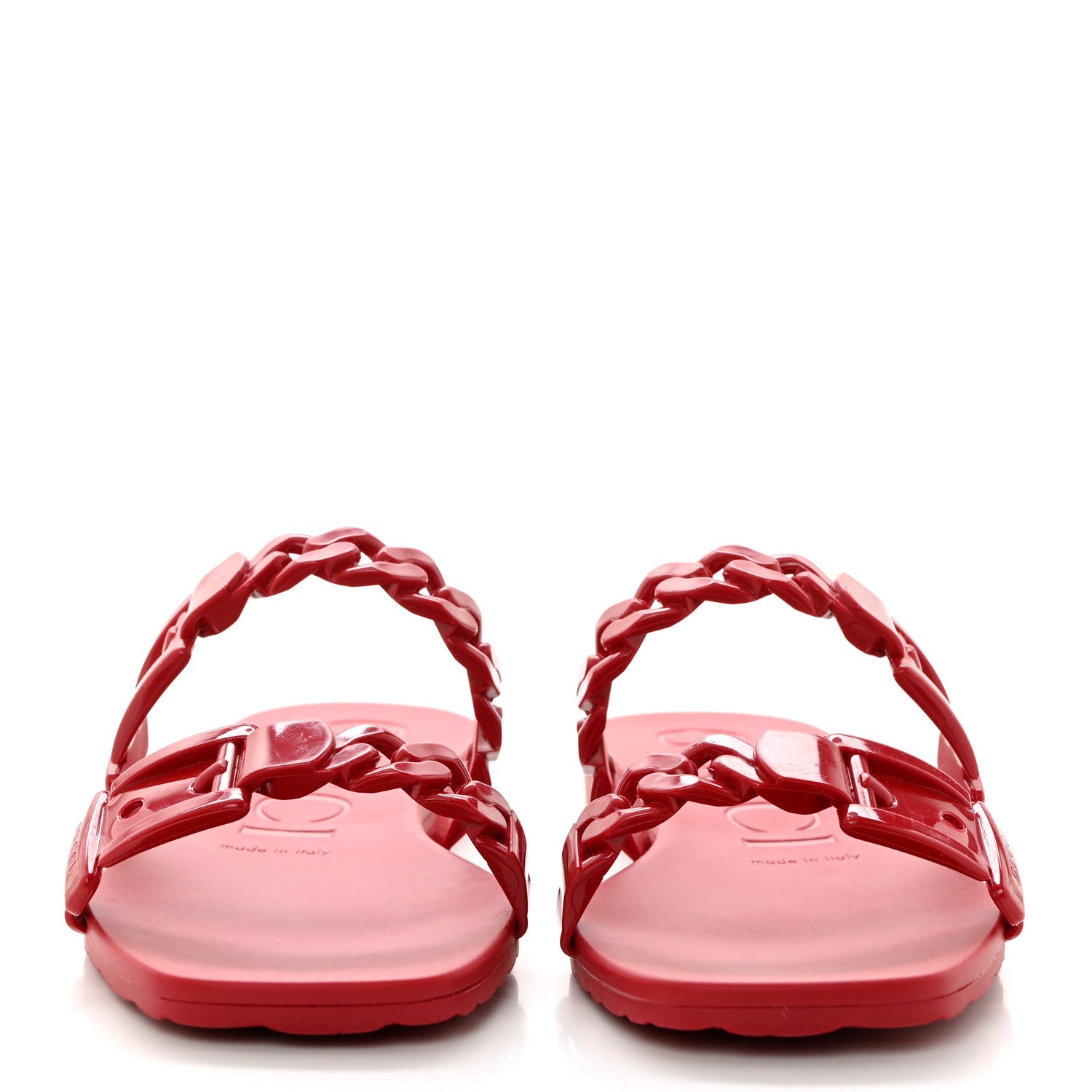 Gucci Rubber Womens Slide Sandals 36 Hibiscus Red 2 of 10